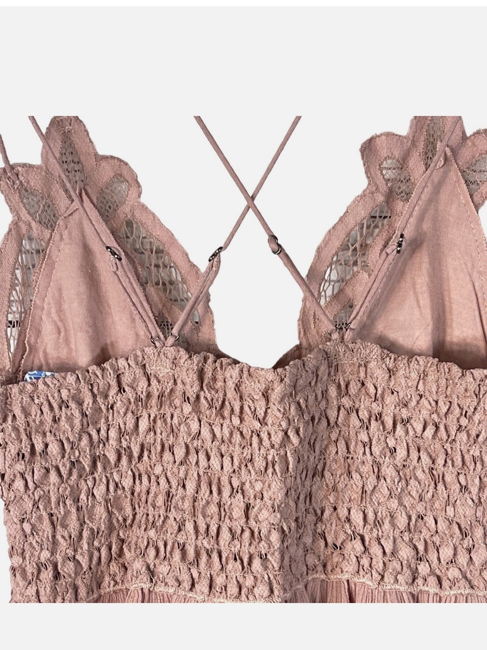 Free People Dusty Mauve Crochet Ruffle Cami Size XS NEW With Tags! Retail $68. - Picture 9 of 10